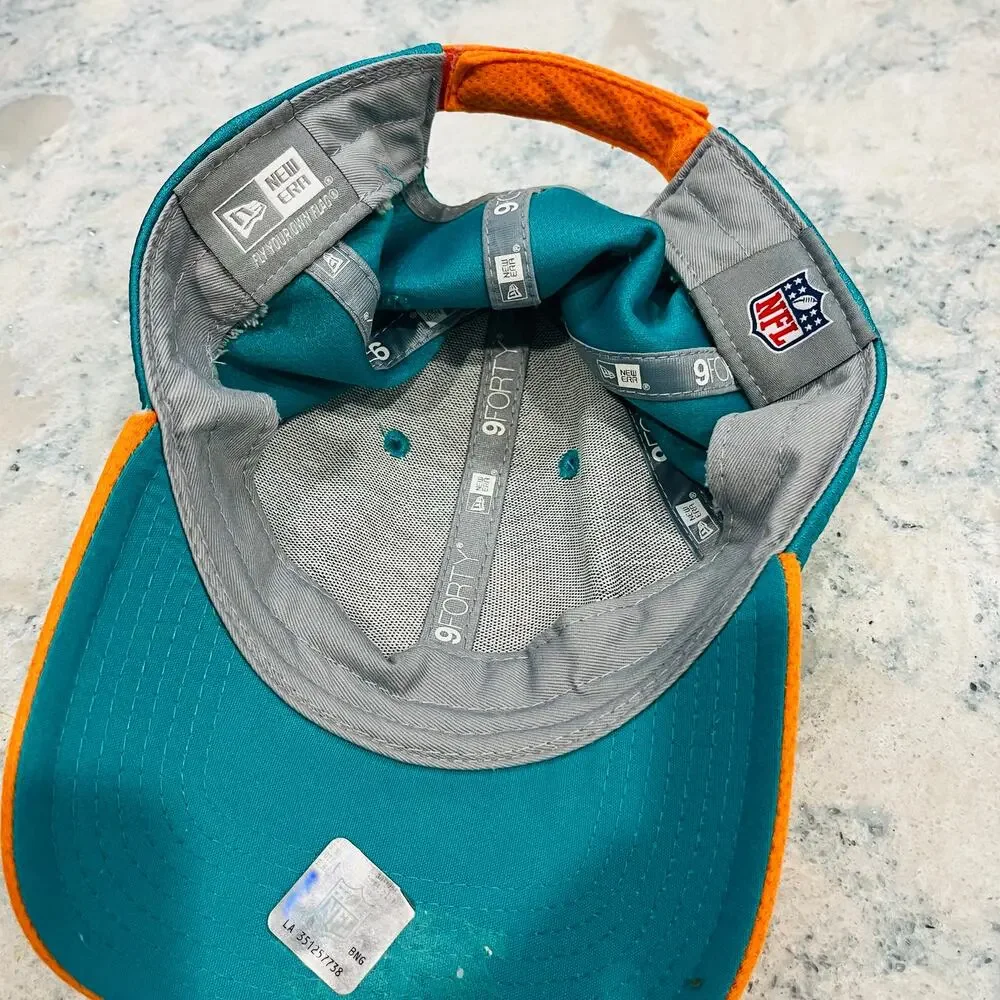 New Era 9FORTY Miami Dolphins Adjustable Hat Cap Aqua Orange NFL One Size OSFM